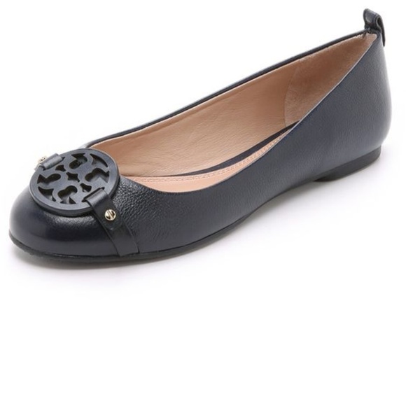 Tory Burch Mini Miller Flats - Navy - Picture 1 of 6